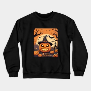 Happy Halloween with carving pumpkin Crewneck Sweatshirt